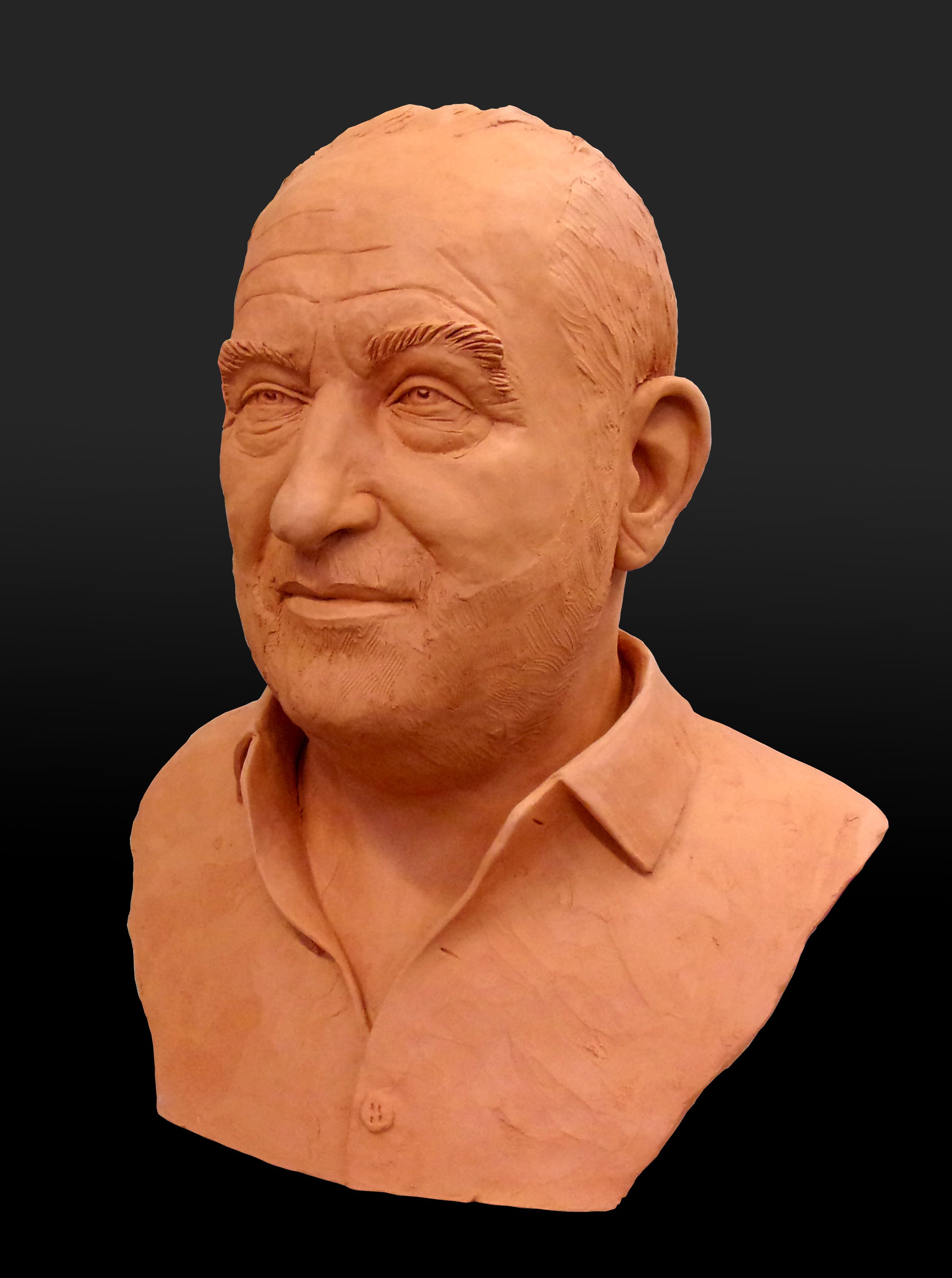 Sculpture buste terre cuite Bernard  par Olivier delobel
