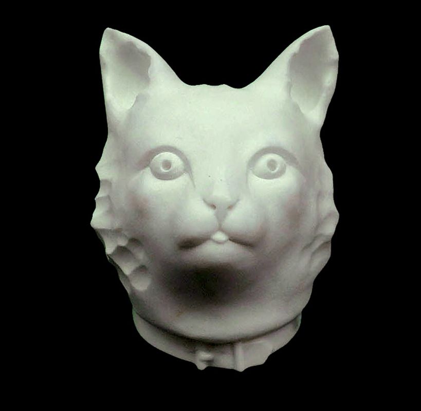sculpture chat  en marbre blanc 