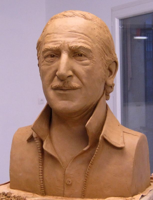 Sculpture buste terre cuite Achille Zavatta par Olivier delobel