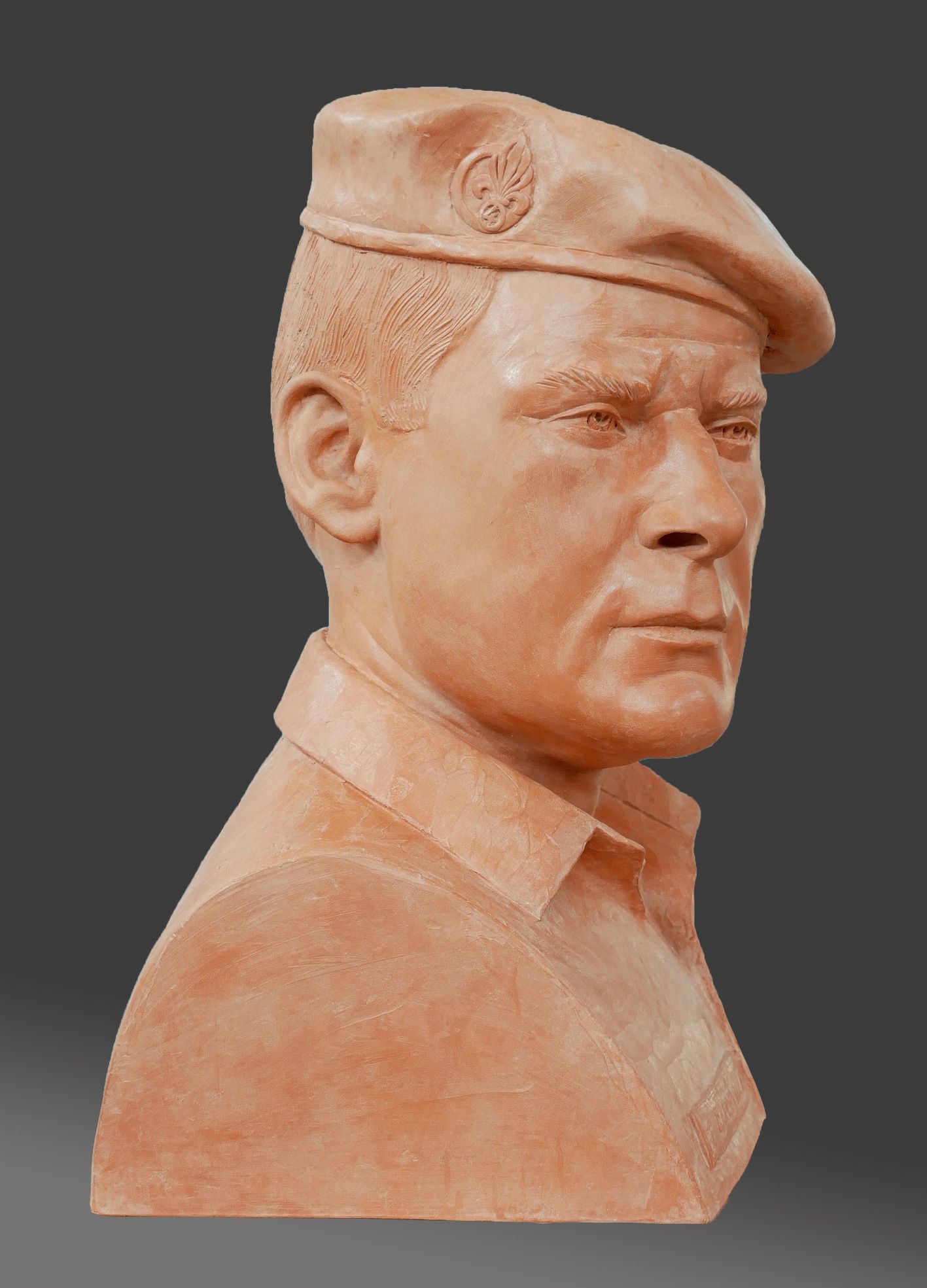 Sculpture buste terre cuite "Légionnaire" par Olivier delobel