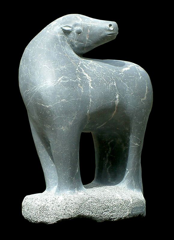 CHEVAL NOIR en marbre noir LAURENS par Olivier delobel